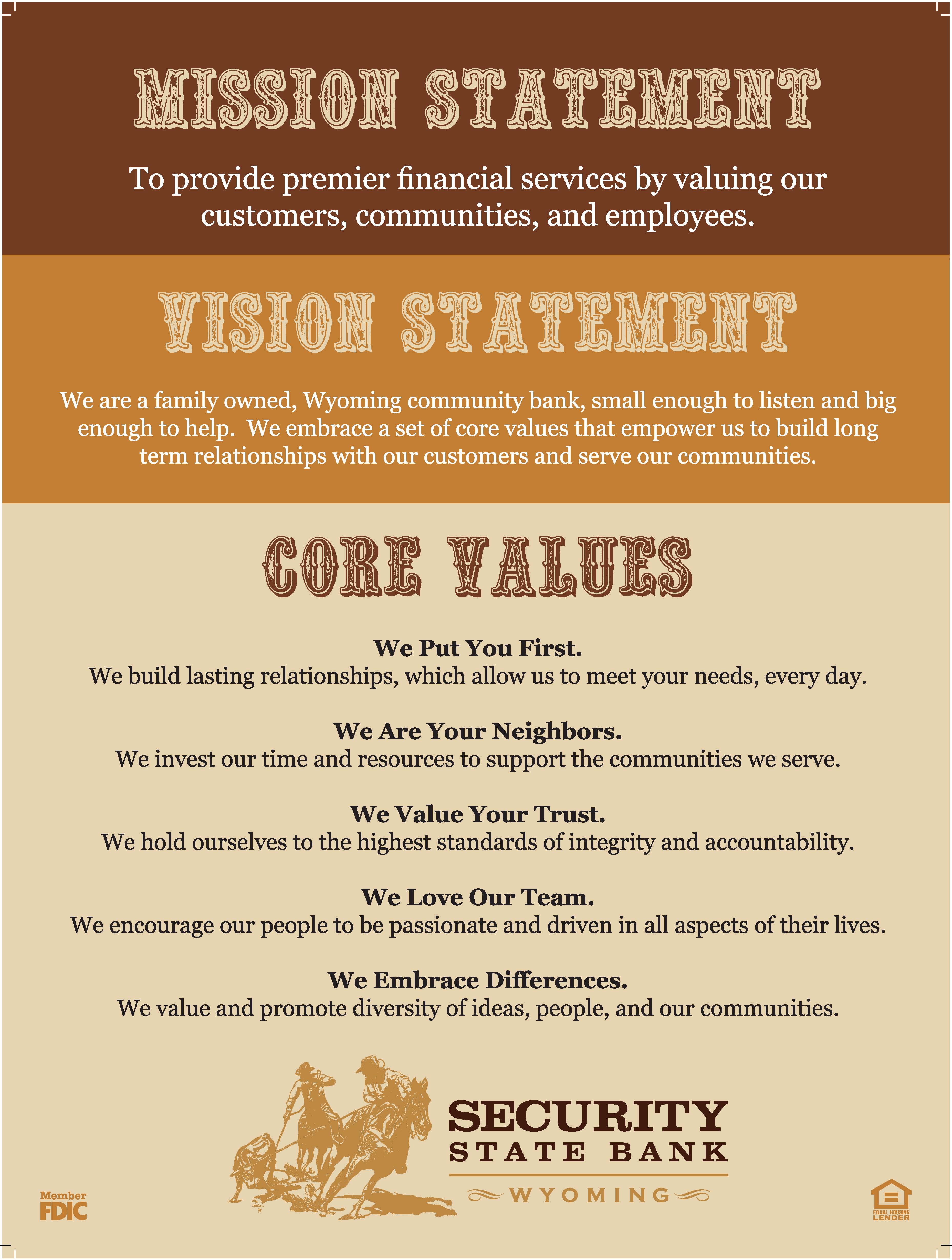 The Mission of Security State Bank Security State Bank